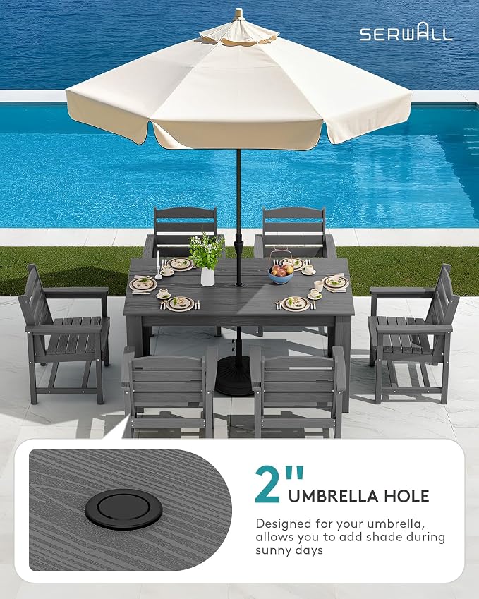 SERWALL Outdoor Dining Sets for 10, HDPE Dining Sets for 10 Person - Image 3