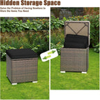 RELAX4LIFE Wicker Outdoor Storage Ottoman, 2-Piece Rattan Footstool w/Removable - Image 5