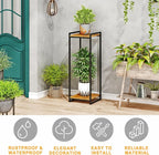 2-Tier Plant Stand Indoor, Rustic Brown - Image 3