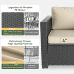 Aoxun 1 Piece 3-Seats Sofa Patio Furniture Set, Wicker Outdoor Furniture - Image 5