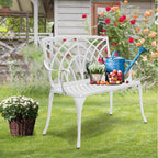 VINGLI 38" Outdoor Bench Cast Aluminium Garden Bench, Orchid Porch Benches - Image 7