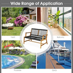 Tangkula 2-Person Patio Acacia Wood Bench Loveseat Chair, Outdoor Patio Bench - Image 7