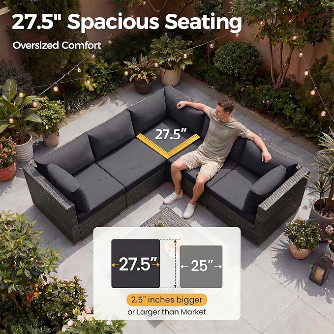 NICESOUL 7 Piece Modern Outdoor Conversation Sets, 29.3'' High Back Comfy - Image 5