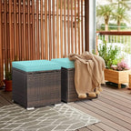 RELAX4LIFE Wicker Outdoor Storage Ottoman, 2-Piece Rattan Footstool w/Removable - Image 2