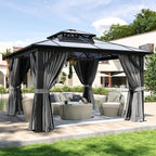Aoxun 12'x12' Hardtop Gazebo, Aluminum Frame Permanent Pavilion by Aoxun