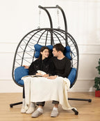 Double Egg Chair with Stand Hammock Swing Chair Foldable Hanging Loveseat by DoubleTT
