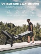 SERWALL Patio Chaise Lounge Chair, 5 Positions Outdoor Lounger - Image 6