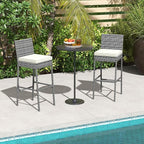 HAPPYGRILL Patio Wicker Barstools Set of 2, Outdoor Bar Height Chair w/Soft - Image 4