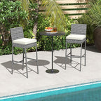 HAPPYGRILL Patio Wicker Barstools Set of 4, Outdoor Bar Height Chair w/Soft - Image 2