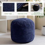 HIGOGOGO Round Stuffed Pouf Ottoman, Corduroy Poufs - Image 3
