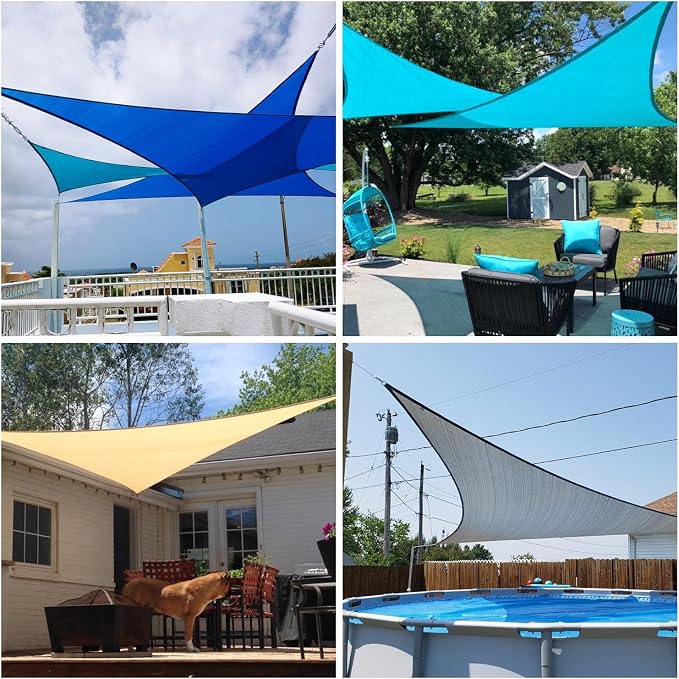 Patio Paradise 16' x 16' x 16' Sun Shade Sail Triangle Canopy Shade Cloth - Image 2