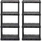Gracious Living 2 Pack Light Duty Storage Shelves, Knect-A-Shelf 4-Shelf by GraciousLiving