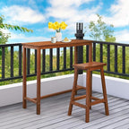 VINGLI Wooden Outdoor Bar Table, Wood Patio Counter Height Table, - Image 7