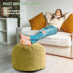 HIGOGOGO Round Stuffed Pouf Ottoman, Corduroy Poufs - Image 4