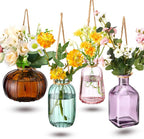 4 Pcs Stained Glass Hanging Vases Hanging Glass Planters Small Plant Terrarium by Wonderjune