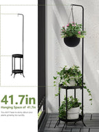 2Pcs Hanging Plant Stand Indoor Outdoor, Space-Saving Corner Metal Plant Shelf - Image 5