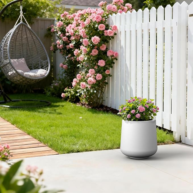 Kante 11.6" Dia Round Concrete Planter, Outdoor Indoor Large Plant Pots - Image 4