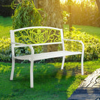 VINGLI Outdoor Bench for Patio Metal Garden Bench w/PVC Back Pattern - Image 7