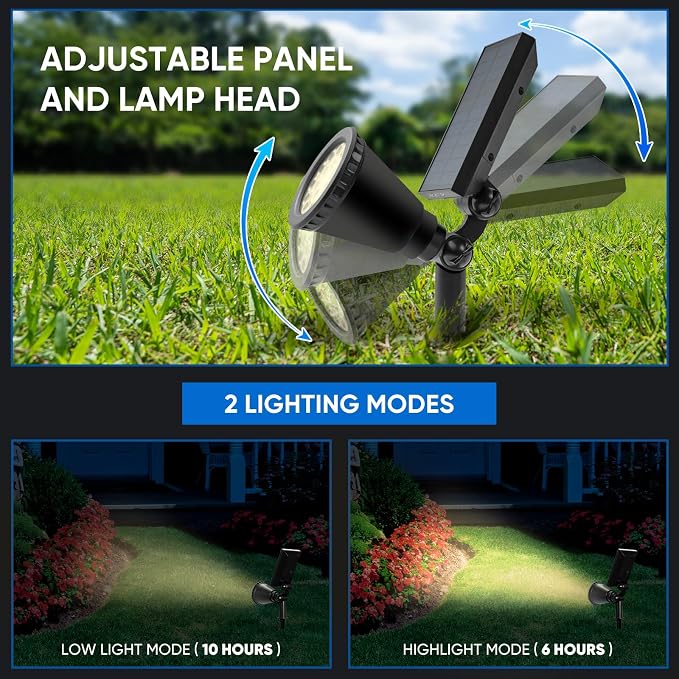 KEV 800 Lumens Solar Spot Lights Outdoor, 18 LEDs Solar Flood Lights - Image 4