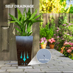 Outsunny Tall Planters for Outdoor Plants Set of 3, 24 in Taper Planters - Image 5