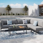 Sundale Outdoor 7 Pieces Metal Patio Furniture Set, Outdoor Sectional Sofa - Image 8