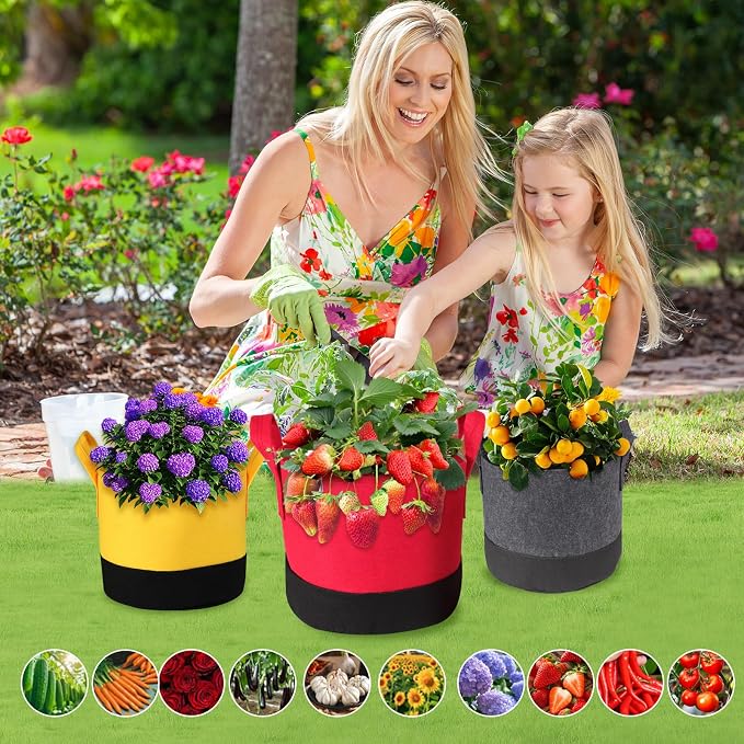 6-Pack 5/7/10 Gallon Grow Bags - 350G Heavy Duty Fabric Pots - Image 5