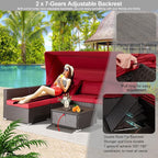 Vicluke 6 Pieces Patio Conversation Sets, Rectangle Wicker Daybed - Image 3