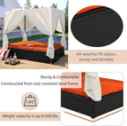 Patio Chaise Lounge, PE Rattan Outdoor Patio Wicker Sunbed Daybed - Image 5