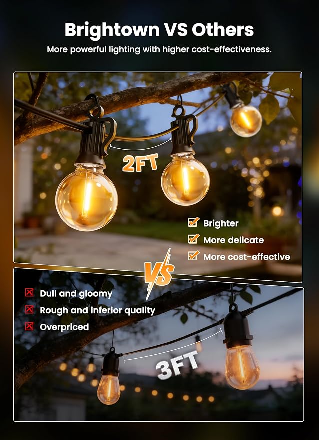 Brightown 108FT 52 LED Solar String Lights Outdoor - Image 2