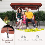 Porch Swing Outdoor, 3 Person Patio Swing w/Removable Cushion, Stand & - Image 8
