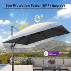 PURPLE LEAF Patio Umbrella 10' X 10' Rectangle Cantilever Umbrella Large - Image 6