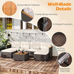 Tangkula 7 Pieces U Shape Outdoor Furniture Set, Patio Rattan Cushioned Chairs - Image 7