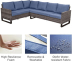 Belord Outdoor Sectional Sofa 6 Seater L Shaped Couch Wicker Patio Conversation - Image 5