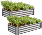 Galvanized Raised Garden Bed, Outdoor Planter Box Metal Patio Kit Planting Bed by Anmiro