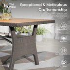 PHI VILLA Outdoor Dining Set for 8, Rectangular Rattan Table - Image 6