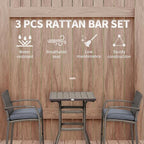 Outsunny 3 PCS Rattan Wicker Bar Set - Image 3