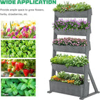 DoCred Vertical Wooden Raised Garden Bed, 5 Tier Garden Planters Freestanding - Image 8