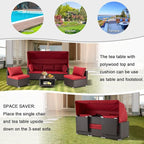 Vicluke 6 Pieces Patio Conversation Sets, Rectangle Wicker Daybed - Image 6