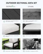 SERWALL HDPE Patio Furniture Set, 7-piece Outdoor Sectional Sofa Set, All - Image 6
