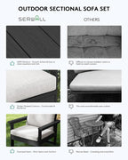 SERWALL HDPE Patio Conversation Set, 6-piece Sectional Outdoor Furniture Set - Image 7