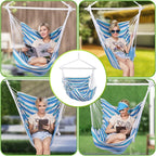 Backyard Expressions Striped Hammock Chair Hanging Rope Swing Chair, Anti Slip - Image 4