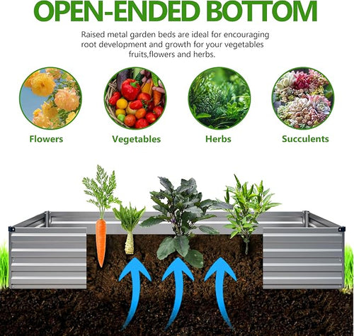 2PCS 9x3x1ft Galvanized Raised Garden Bed Kit, Galvanized Planter Raised Garden - Image 2