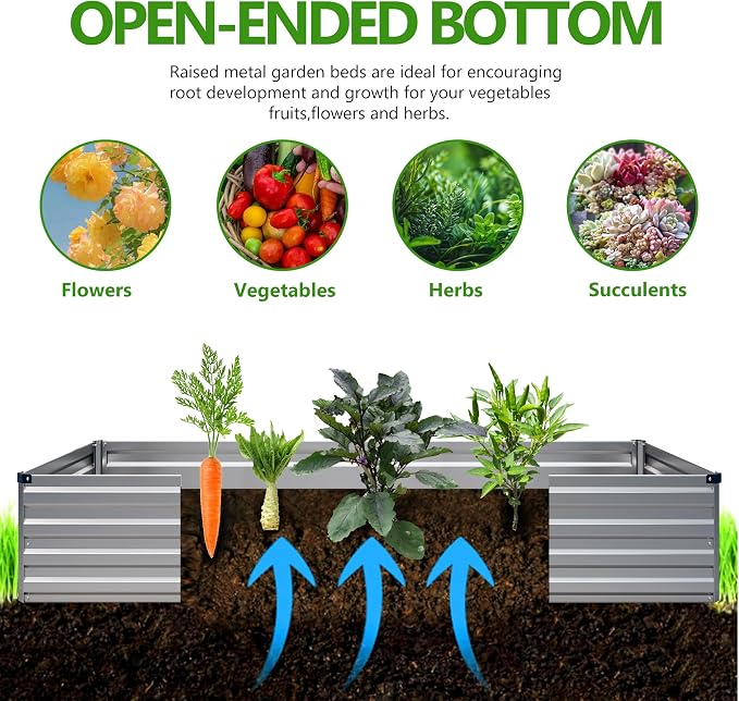 2PCS 12x3x1ft Galvanized Raised Garden Bed Kit, Galvanized Planter Raised - Image 2