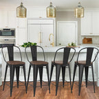 Yongqiang 26 inch Bar Stools Set of 4 Black Metal Counter Height Stools Modern - Image 3