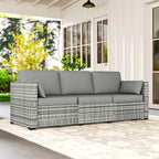 Outsunny Patio Couch PE Wicker Deep Seating Outdoor Sofa - Image 7