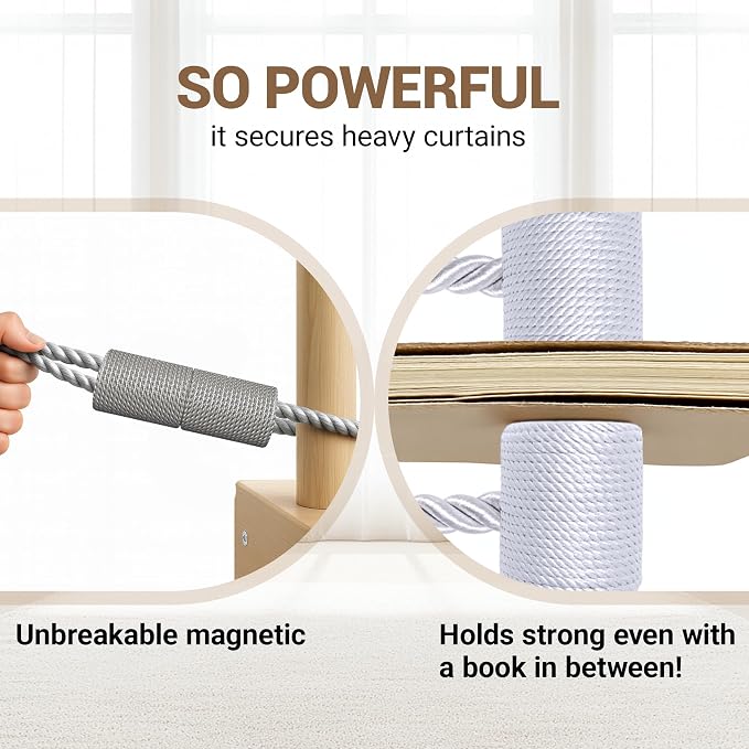 Hion Magnetic Curtain Tiebacks Grey 2pcs, Curtain Tiebacks Buckles Holdbacks - Image 5