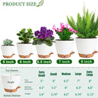 Self Watering Pots for Inoor Ourdoor Plants 8/7/6.5/6/5 Inch Plastic Planters - Image 2