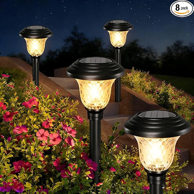 BEAU JARDIN 8 Pack Solar Pathway Lights Outdoor Solar Powered Light Christmas by BEAU+JARDIN