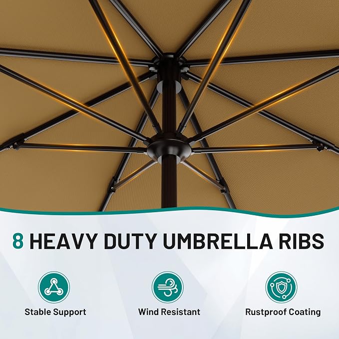AreShark 9 FT Patio Umbrella for Outdoor, Outdoor Table Umbrella - Image 3