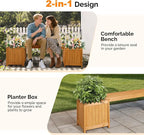 VINGLI Outdoor Wood Bench with Planter Boxes, 2-in-1 All-Weather Porch Bench - Image 7